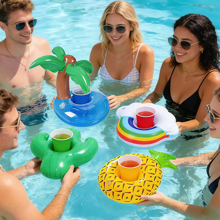 12 Pack Vintage Stripe Drink Floaties Pool Drink Floats Inflatable Drink Holder Floating Drink Holder Pool Accessories for Adults with Pump