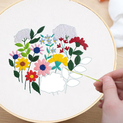 Embroidery Canvas Bag Kits for Adults Beginner Stamped Flowers Pattern DIY Cross Stitch Printed Flower Stitching Sewing Kit