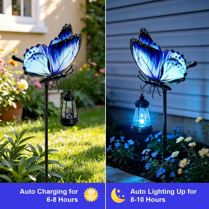 Solar Lights Outdoor 32.7In Metal Butterfly Garden Stakes with Solar Lights