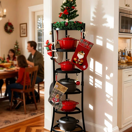 6-Tier Freestanding Pot Rack with 6 Hooks