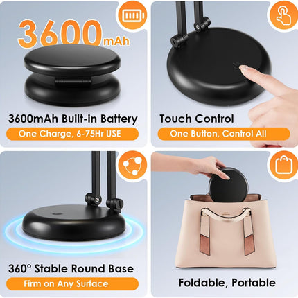 Cordless Lamp, 3600Mah Battery Operated Lamp, Rechargeable Lamp