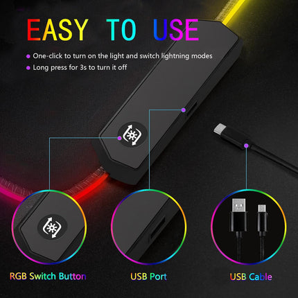 RGB Gaming Mouse Pad, Large Mousepad with Led Light, Keyboard Pad Gaming Accessories for Desk, Non-Slip Rubber Base Big Mouse Mat for Gamer, 31.5 X 11.8 Inch, Galaxy