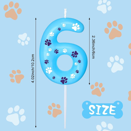 Blue Dog Paw Birthday Number Candles