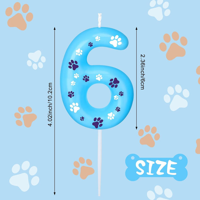 Blue Dog Paw Birthday Number Candles