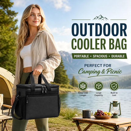 Nsulated Cooler Bag 38L Leakproof Soft Cooler Dual Compartment Waterproof Beach Ice Chest,Collapsible Bag Organizer Holds 50 Cans for Camping Picnic Travel Fishing Grocery Sports Event