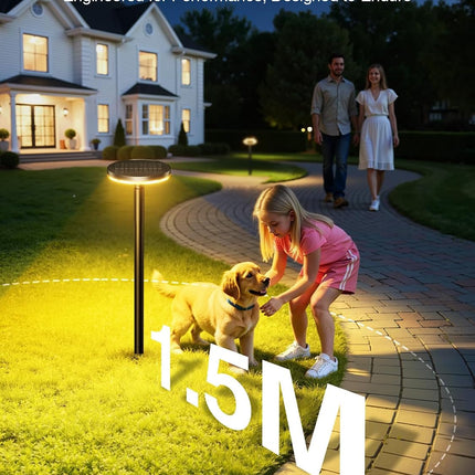 3X Larger & Taller Solar Pathway Lights Outdoor, 2 Pack Metal Solar Powered Garden Lights Waterproof, 2 Lighting Modes Adjustable Solar Landscape Path Lights for outside Yard Walkway Driveway