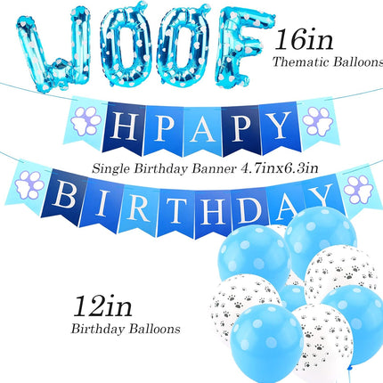 Dog Birthday Party Supplies, Adjustable Blue Dog Bandana Set