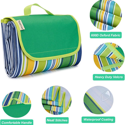 Waterproof Picnic Blanket Extra Large Oversized Beach Blanket Sandproof Outdoor Large Picnic Blankets Foldable Sand Free Beach Mat for Grass, Lawn, Sand, Camping, Stadium, Travel