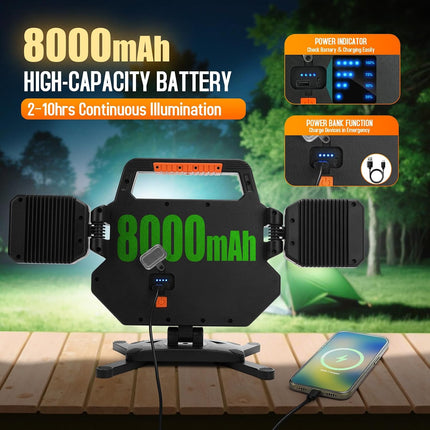 5000LM Rechargeable Work Light, Magnetic LED, Foldable & Rotatable