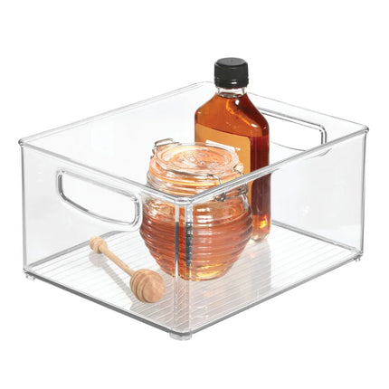 Plastic Extra-Large Freezer and Fridge Organization Bin with Easy to Grip Integrated Handles, the Linus Collection - 10" X 8" X 5", Clear