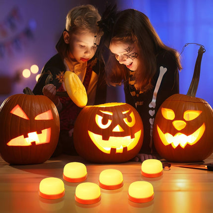 Halloween Pumpkin Lights, LED Pumpkin Lights with Remote and Timer,Jack-O-Lantern Light for Halloween Decor,Battery Operated, Bright Flickering Flameless Candle Set 6 Pack