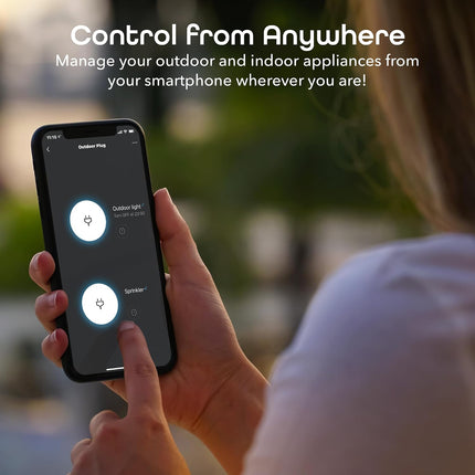 Outdoor Duo Wi-Fi Smart Plug, Weatherproof Dual Socket, Wireless Remote Control, Works with Alexa & Google Home, 2 Outlets