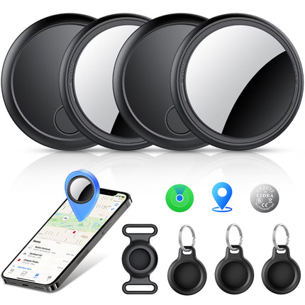 Air Tracker Tag, Bluetooth Tracker-4Pack, Bluetooth Item Finder Compatible with Apple Find My (Ios Only), IP68 Waterproof, Replaceable Battery, Item Locator for Keys/Bags/Wallets Black, FCC Approved
