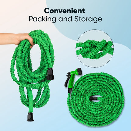 50Ft Expandable Flexible Garden Water Hose, 7 Sprayer Nozzle, Nylon, Outdoor