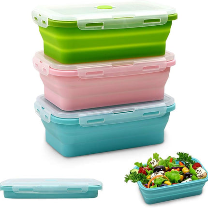3 Pack 27Oz Silicone Collapsible Food Storage Containers