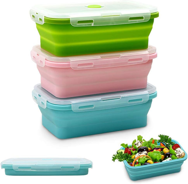3 Pack 27Oz Silicone Collapsible Food Storage Containers
