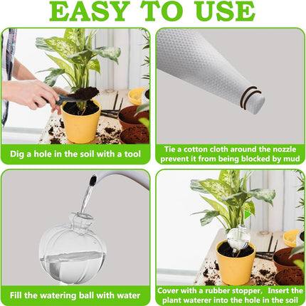 6 Pack Plant Watering Globes Top Fill, Self Watering Planter Spikes Insert