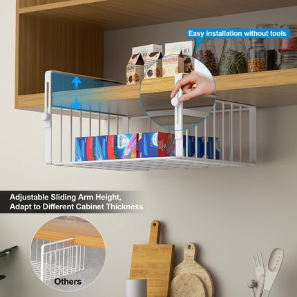2Pack under Shelf Basket Storage,Adjustable Hanging,White
