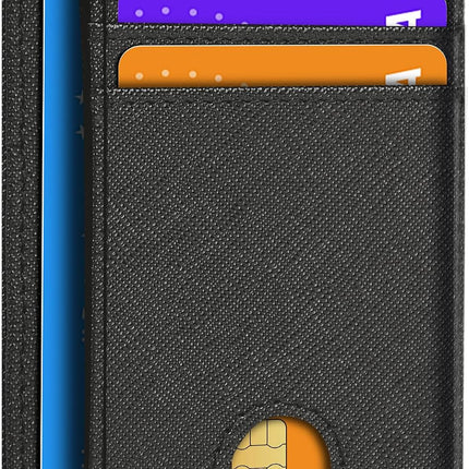 Slim Minimalist Wallet for Men,Front Pocket Wallet RFID Blocking Small Thin Credit Card Holder,Id Card Case Gift for Men Cross Black