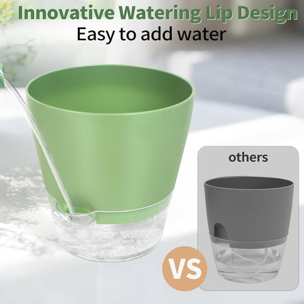 4 Pcs Self Watering Plant Pot , 6 Inch Plant Pot with Drainage Hole and Large Capacity Reservoir, Pots for Plants with Saucer, 2 in 1 Indoor Plant Pots Indoor Perfect for Living Room, Odorless
