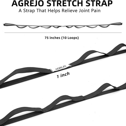 Stretching Strap Yoga Strap Physical Therapy for Home Workout, 10 Loops Non-Elastic Stretch Band for Pilates, Flexibility, Exercise and Gymnastics