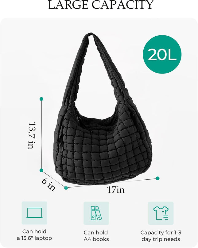 Puffer Tote Bag, Quilted Tote Bag Crossbody Bags for Travel, Gym, Work