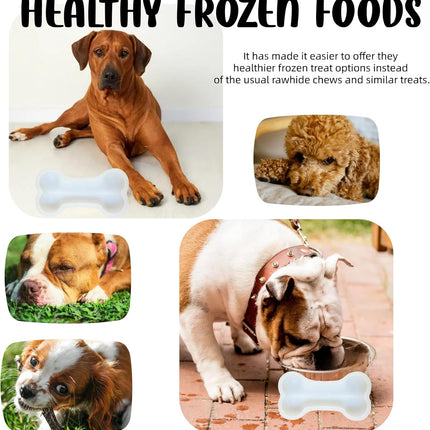 Large Silicone Dog Bone Mold 2 Pack - Large Bone Shaped Ice Cube Trays, Dishwasher Safe Non-Stick Freezer & Oven Mold for Frozen Treats, Baking, Dog Chews (White)
