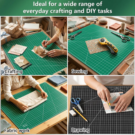 Self Healing Cutting Mat: 24 X 36 Inch Large Double Sided 5-Layer Gridded PVC Cut Mat for Sewing & Quilting & Scrapbooking & Arts and Crafts Projects (Green/Black)…
