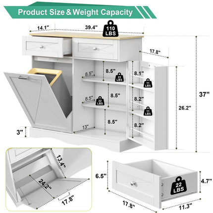 All-In-One Dog Food Station & Storage Cabinet – Tilt-Out Bin Compartment, Adjustable Shelves, Waterproof Finish