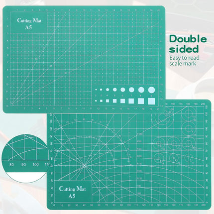 Self Healing Cutting Mat, A5 Rotary Cutting Sewing Mat for Crafts, Double Sided 5-Ply Craft Cutting Board for DIY Art Work Cutting, Hobby, Stencil, Scrapbooking (6"X8")