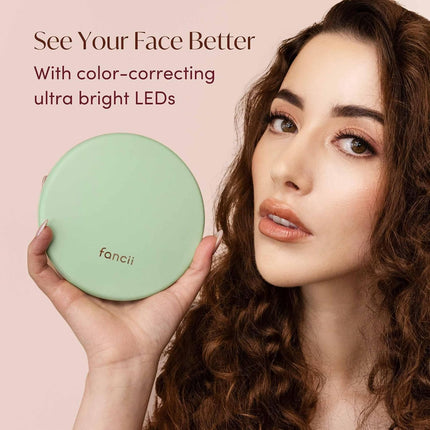 Taylor LED Lighted Compact Makeup Mirror, Rechargeable, 10X /1X Magnifying, 3 Light Settings, XL Large 5” Wide | Travel Mirror for Purses (Mint Green)