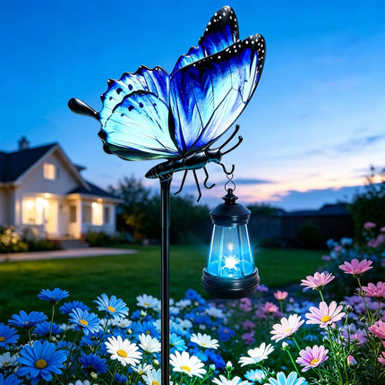 Solar Lights Outdoor 32.7In Metal Butterfly Garden Stakes with Solar Lights