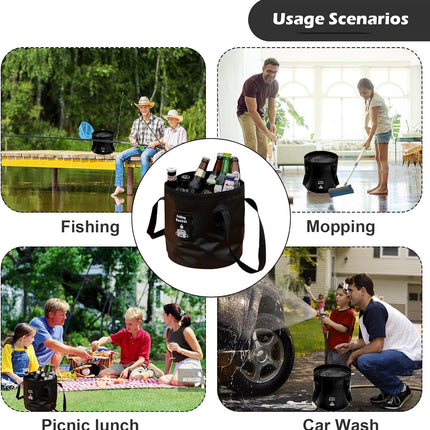 Collapsible Bucket with Handle, Lightweight Folding Water Container, Portable Co