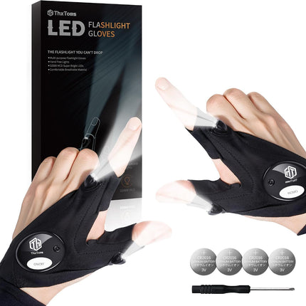 LED Flashlight Gloves,Christmas Birthday Gifts for Men Dad Him Boyfriend Husband,Stocking Stuffers for Men, Cool Gadget Hands Free Lights for Repairing Fishing Camping
