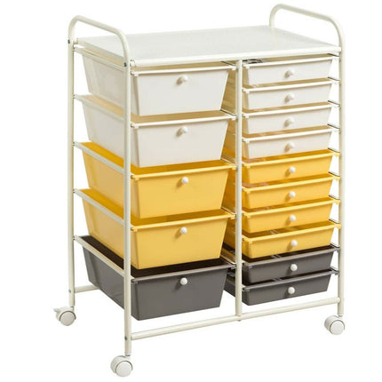 15-Drawer Utility Rolling Cart with Drawers Multi-Use Storage