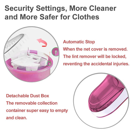 Electric Lint Remover, USB Rechargeable Fabric Shaver for Clothes, Cordless Sweater Defuzzer with 3 Stainless Steel Blades, Portable Bobble & Fuzz Remover, Red