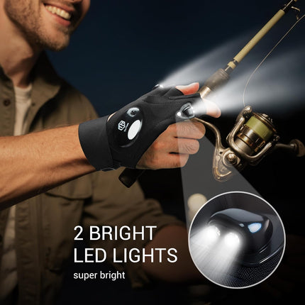 LED Flashlight Gloves,Christmas Birthday Gifts for Men Dad Him Boyfriend Husband,Stocking Stuffers for Men, Cool Gadget Hands Free Lights for Repairing Fishing Camping