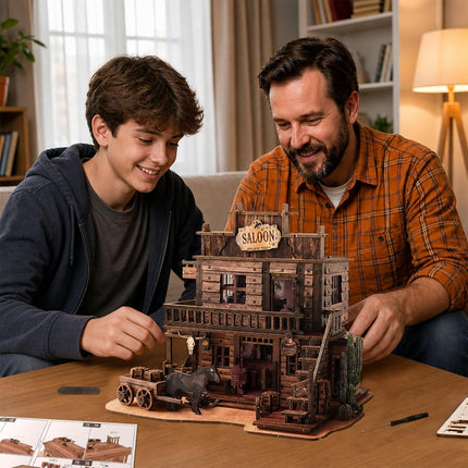 3D Puzzles for Adults Western Saloon Book Nook Miniature House Kit