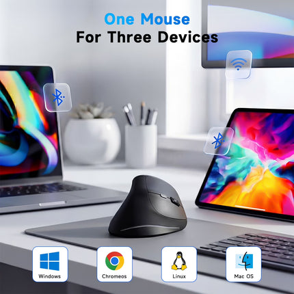 AOC Ergonomic Mouse, Wireless Rechargeable Vertical Mouse, 200H Working Time, 4800 DPI Optical Tracking, Silent Button, RGB, 2.4Ghz Programmable Mice for Laptop, Desktop, Macbook, Black