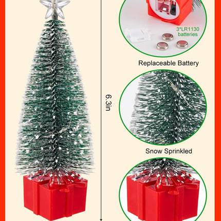 Mini Christmas Tree with Lights, 4 Pack Tabletop Christmas Trees