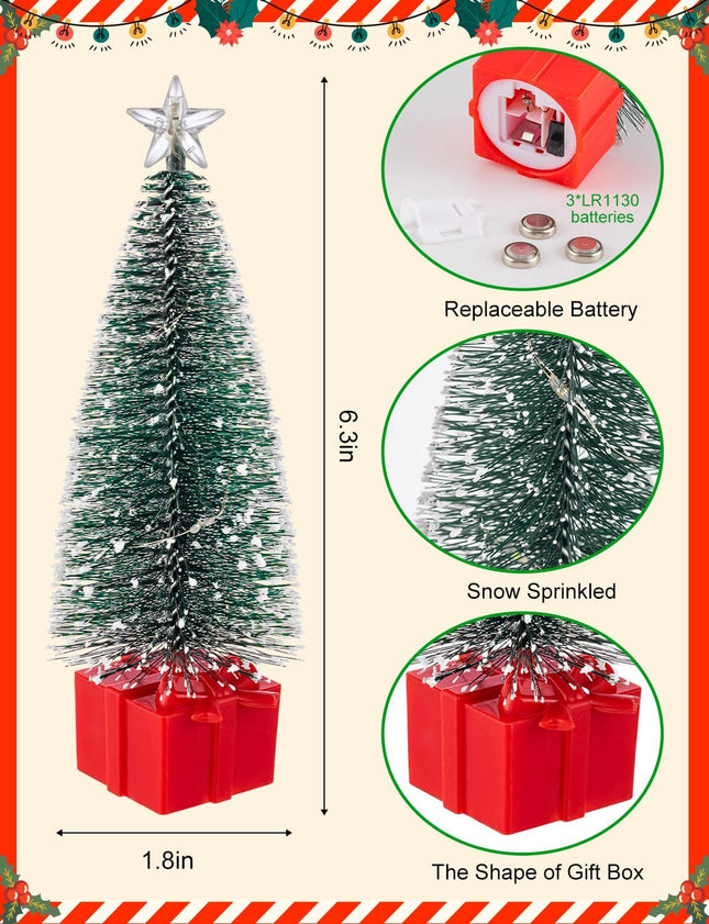 Mini Christmas Tree with Lights, 4 Pack Tabletop Christmas Trees