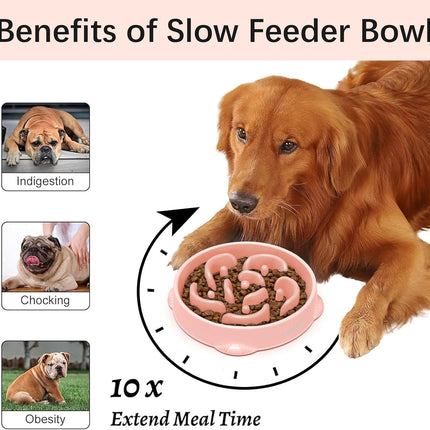 2-Pack Slow Feeder Dog Bowls, 4 Cups, Dog Puzzle Feeder Bowl