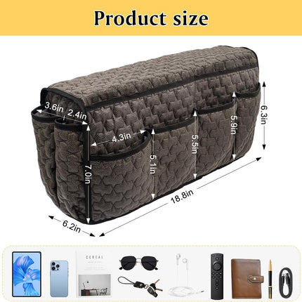 Remote Control Holder, Non Slip Bedside Caddy TV Remote Holder Armchair Caddy, Recliner Armrest Organizer with 14 Pockets for Cell Phone TV Remote Control Magazines