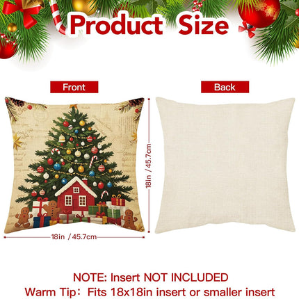 Christmas Pillow Covers 18X18 Inch Set of 4, Christmas Decorations Cushion Covers, Xmas Pillow Covers, Pillowcases Throw Pillow Covers for Sofa Couch Home Decor
