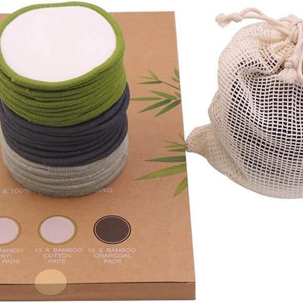 30 Pack Reusable Makeup Remover Pads Bamboo Cotton Rounds for Toner
