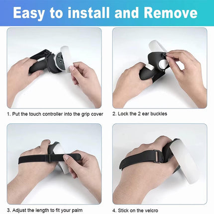 Controller Grip for Oculus Quest 2 Accessories Grips Cover for VR Touch Controllers Covers Protector with Non-Slip Thumb Grips 1Pair Black