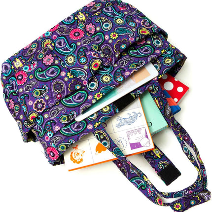 Knitting Quilted Tote Bag W/6 Pockets, Multifunctional Yarn Organizer and Teachers Nurses Crochet Lovers
