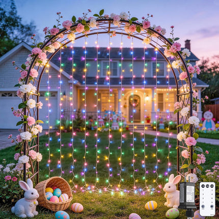 300LED Curtain Lights for Easter Decor, 9.8X9.8Ft, Pastel