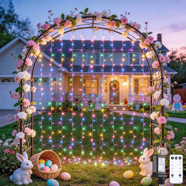 300LED Curtain Lights for Easter Decor, 9.8X9.8Ft, Pastel