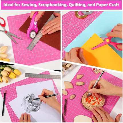 Rotary Cutter and Mat Set,  Self Healing Sewing Mats Shirt Cutter 45Mm Fabric Cutter Wheel with 2 Blades Rotary Cutting Mat for Crafts Fabric Quilting Hobby (9" X 12" (A4)